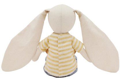 Mikee Fluffie 15" Bunny Stuffed Animals for Baby, Plush Toy Doll -Wearing Striped T-Shirt and Pants,Cute Doll Set Dress Up for 3 4 5 Year Old Girl - Gift for Birthday