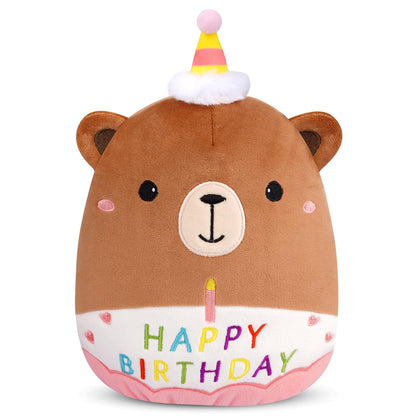 Prewplam Happy Birthday Teddy Bear Plush - 8inch Birthday Stuffed Animal Bear Plushie Pillows Toys, Soft Doll Gifts Party Decoration for Kids Girls Boys