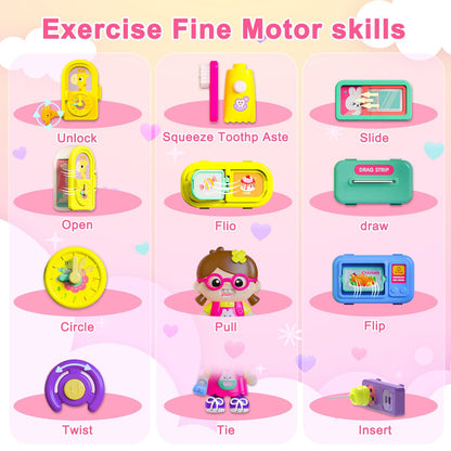 VOILBTOY Busy Board for 1-2 Year Old Girl Gift,Musical Toys for Toddlers 1-3 Year,Educational Fine Motor Baby Toys for 12 18 Months,Perfect for Preschool or Travel,Birthday Gift for 1+Year Old Girl
