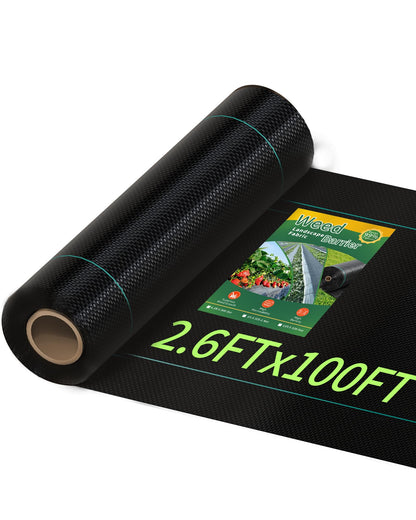 Pterying 2.6ftx100ft Weed Barrier Landscape Fabric Heavy Duty, Premium Garden Geotextile Fabric Weed Blocker for Driveway Mats Erosion Control, Weed Control Garden Cloth Ground Cover