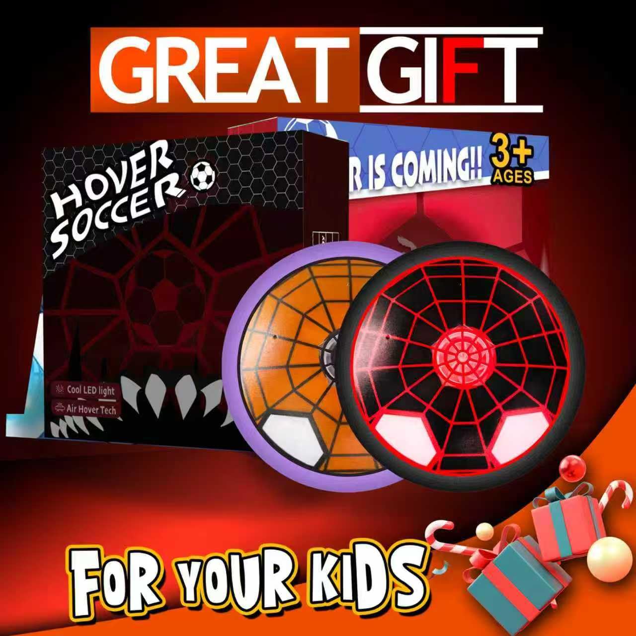 PHOSEA Hover Soccer Light-Up Ball, Set of 2 LED Soccer Ball Toys,Indoor Toy Games Gifts for Birthday, Kids, Boys for Age 6, 7, 8, 9, 10, 11, 12 Years Old for Boys Kids