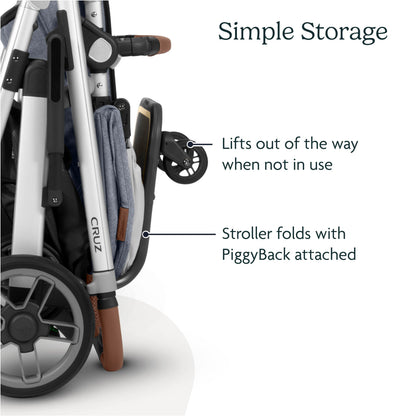 UPPAbaby PiggyBack Ride-Along Board for Cruz V2 and V3 / Quick Attachment for Children to Stand + Stroll / 55 lbs. Weight Capacity