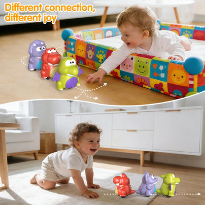 Topsolid Baby Tummy Time Dinosaur Toys 18 24 36 Months, Baby Crawling Toys, Toddler Moving Walking Dinosaurs Montessori Toys for 2 3 4 5 6 Year Old, Infant Boy Girl Birthday