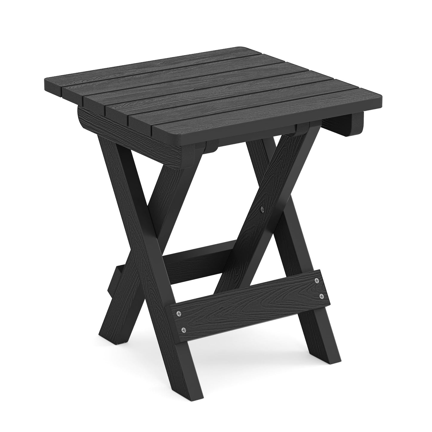 LUE BONA Small Outdoor Folding Side Table, HDPS Outside End Table for Patio, Porch, Deck, Pool, 14 Inch Height, Black