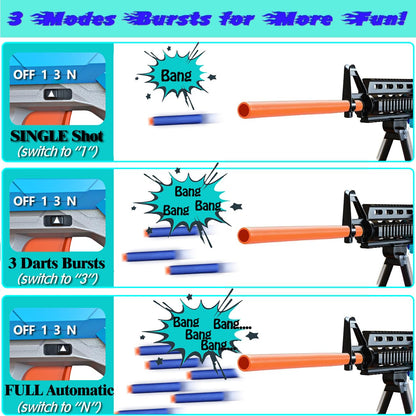 Toy Gun Automatic Sniper Rifle -3 Modes Toy Foam Blasters with Tactical Vest, Bipod, 2 Clips and 150 Darts, Electric Toys for Adults Boys Age 8-12 Gifts for Birthday Xmas