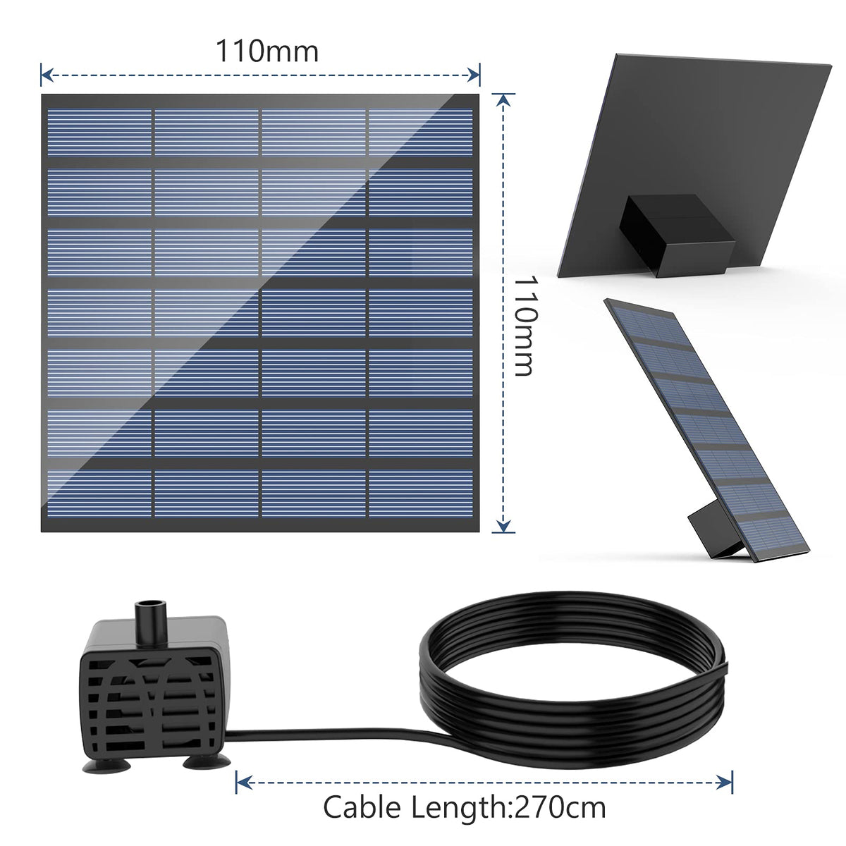 AISITIN DIY Solar Water Pump Kit for Water Feature Outdoor, Solar Powered Water Fountain Pump with 6 Nozzles for Bird Bath, Ponds, Garden, Fish Tank
