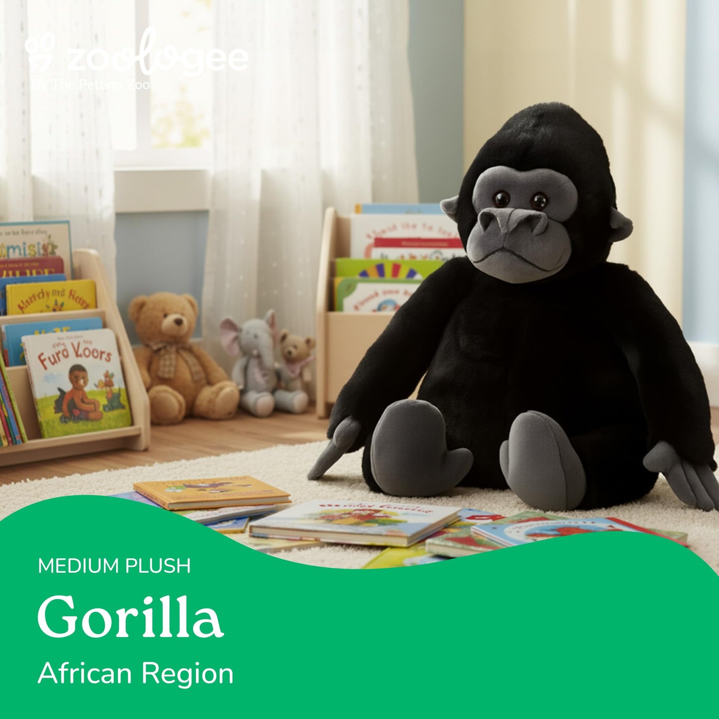 The Petting Zoo Gorilla Stuffed Animal, Gifts for Kids, Wild Onez Zoo Animals, Gorilla Plush Toy 12 inches