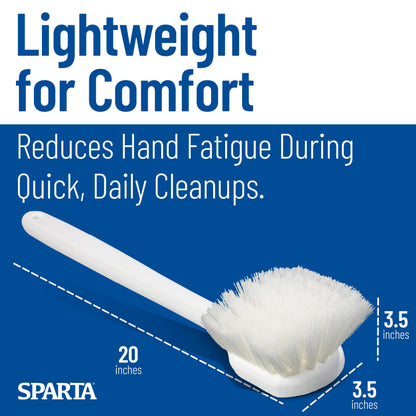 CFS 36620L00 Flo-Pac Plastic Handle Utility Scrub Brush, Nylon Bristles, 20" Length, 2" Bristle Trim, White, 1 Count