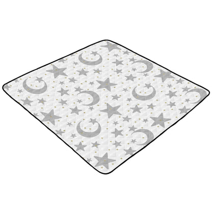 KICPOAY Baby Play Mat Stars Moon Pastel Grey 50 x 50 Playpen Mats for Floor Play Gym Crawling Mat Non-Slip Cushioned Baby Playmat for Infants, Babies, Toddlers