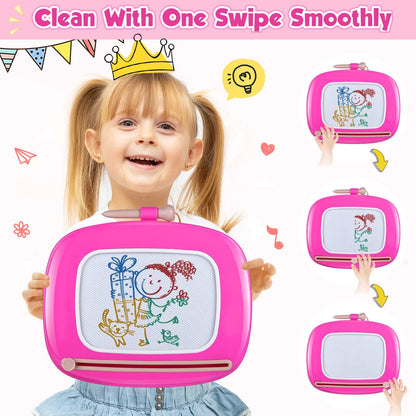 Smasiagon Toddler Girl Boy Toys,Magnetic Drawing Board for Toddlers,Early Learning Doodle Board Writing Painting Sketch Pad, Birthday Easter Valentines Day Gifts for 1 2 3 Year Old (Deep Pink)