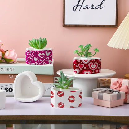 Beeveer 6 Pcs DIY Mother's Day Craft Kits Make Your Own Ceramic Succulent Planters Paintable Heart Shaped Decoration, and Ceramic Succulent Planters Kit for Mother's Day from Daughter So