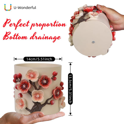 U WONDERFUL Flower Petals Plant Pots - Cute Planters for Indoor Plants, Decorative Plant Pots with Drainage, Funny Unique Planter for Succulents/Snake Plants/Cactus - Retirement Gift for Woman