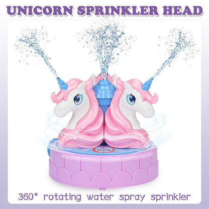 Sprinkler for Kids Outdoor Water Toys: Backyard Spinning Unicorn Toddler Sprinkler Toy - Summer Outside Toys Attaches to Garden Hose Splashing Fun Toys for 3 4 5 6 7 8 Year Old Boys Girls Gifts