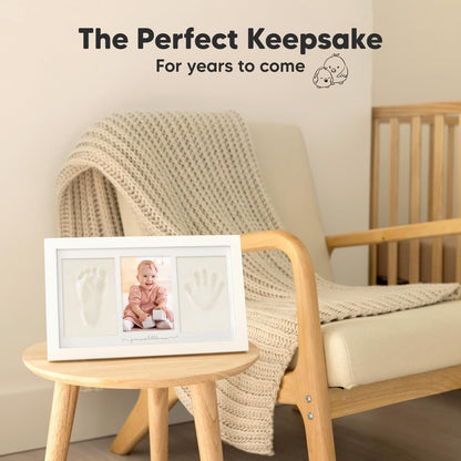 KeaBabies Baby Hand and Footprint Kit - Clay Handprint Keepsake Frame, Newborn Nursery Picture Frame, Personalized New Mom Gifts for Shower & Registry, First Mother's Day (Alpine White)