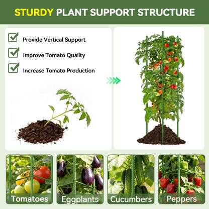 Halatool 63 Inch Tall Tomato Cage 8 Pack, Adjustable Tomato Cages for Garden, Garden Stakes Tomatoe Trellis for Pots, Tomatoes Plant Support for Raised Garden Bed & Vegetables Flowers