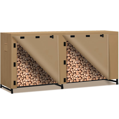 Fashlits 8ft Waterproof Firewood Rack Cover, Heavy Duty 600D Oxford Outdoor Storage Wood Rack Cover For Outdoor, Indoor, Patio(Cover Only, Rack Not Included)