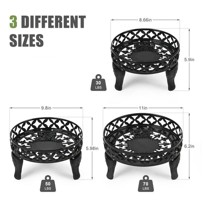 Jotboom 3 Pack Metal Plant Stands Indoor Outdoor, Heavy Duty Iron Flower Pot Stand for Multiple Plants, Rustproof Low Round Plant Holder for Garden, Patio, Home