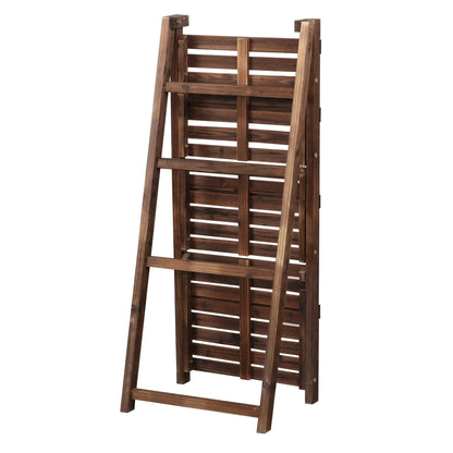 Yaheetech Foldable Ladder Shelf Wooden Plant Stand Indoor Outdoor Shelves No Assembly Flower Display Multi-Functional Shelves Outdoor Storage Shelf for Living Room/Garden/Office/Kitchen Brown