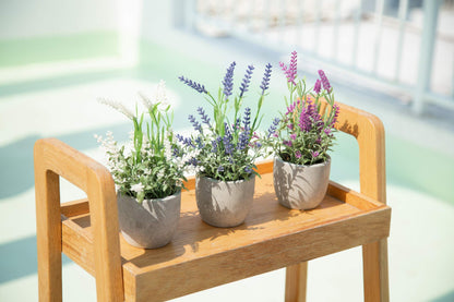 Velener Artificial Lavender Flowers(Pink/White/Purple), Small Fake Lavender Plants Pot Set of 3 - Faux Lavender Flowers for Farmhouse/Home