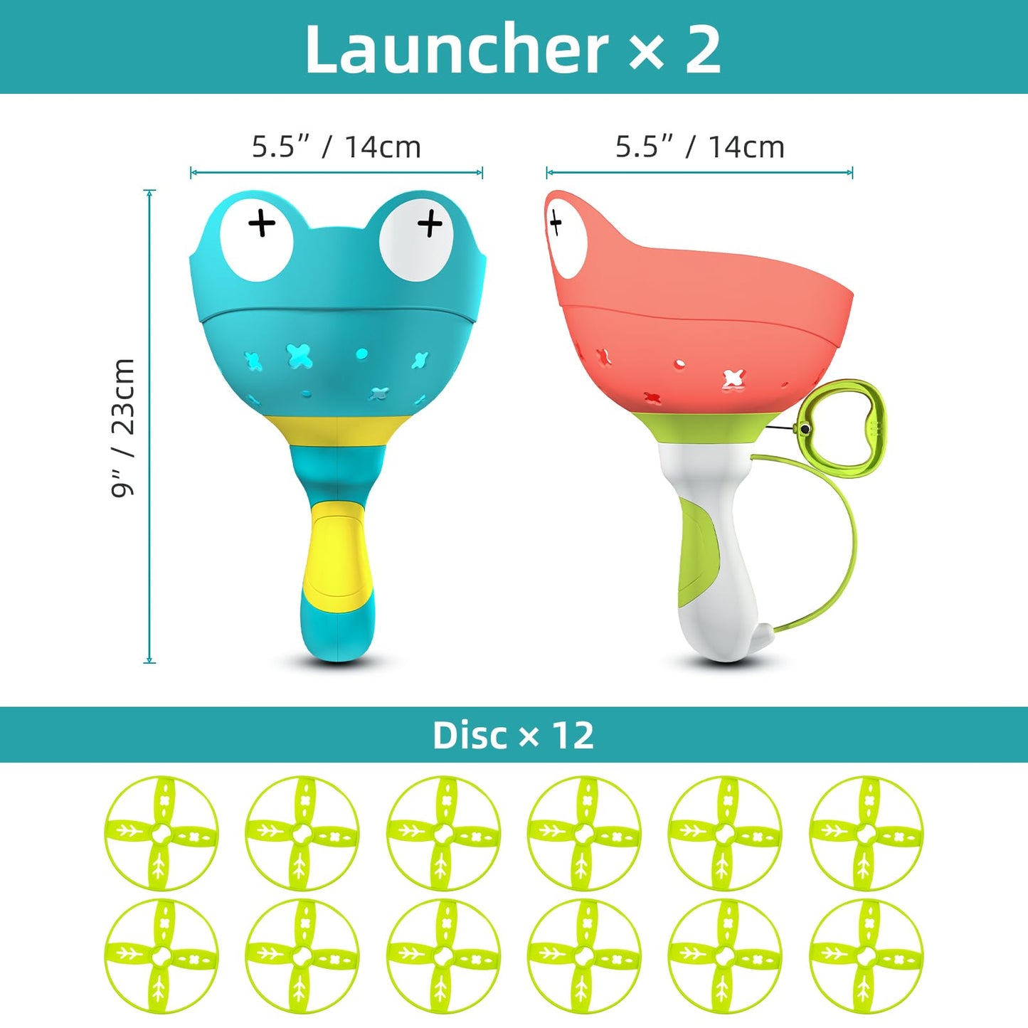Ivtivfu Flying Disc Launcher Toy (2 Packs), Manual Capture Catching Disk Game, Outdoor Toys for Kids Ages 4-8, Outside Yard and Lawn Family Games for Toddlers 3-5, Birthday Gifts for Girls and Boys