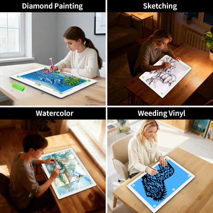 TOHETO Rechargeable A2 Light Pad for Diamond Painting 25.2''x18.4'', Magnetic Diamond Art Light Board, Wireless Lightbox for Tracing and Drawing, Cordless LED Light Table for Sketching, Weeding Vinyl