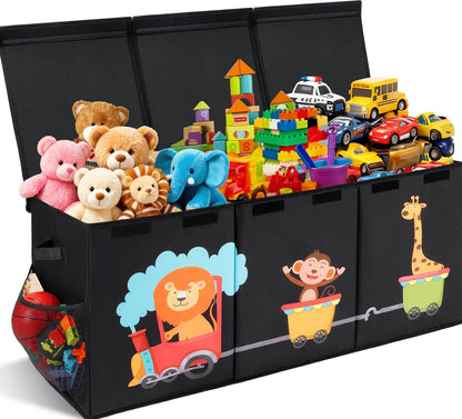 Maxuni XL Toy Box - Toy Storage Bins with lids, Collapsible Toy Chest for Boys Girls, Kids Big Toy Organizer with Adjustable Dividers for Living Room Area, Playroom, Bedroom，38"x16"x14"