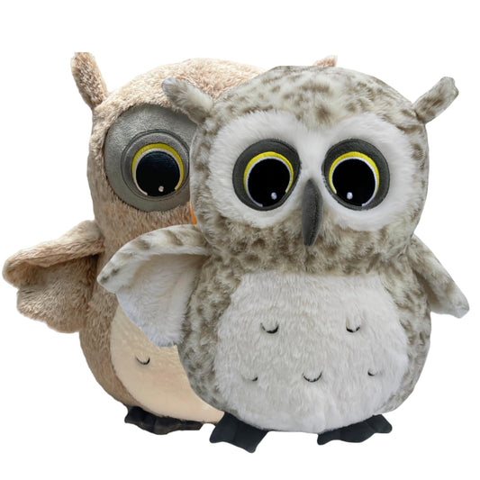 Ryttir 2 Pack 11.7Inch Chubby Small Owl Stuffed Animal, Adventure Stuffed Owl Plush Toy, Brave Boy's and Girl's Room Decor,Funny Owls Gift for Baby Kids Women