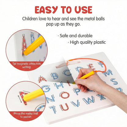 LovesTown Magnetic Alphabet Tracing Board, Double Sided Magnetic Letter Board for Kids Preschool Educational Learning Toys for Toddlers