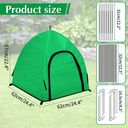 2 Pcs Winter Large Plant Covers Freeze Protection with 8 Stakes, 24.4 x24.4 x22.4inch Warm Plant Protection Tent Foldable with Zipper Door, Plant Snow Ice Covers Protecting Fruit Tree Potted Plants
