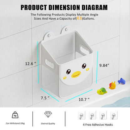 Ligereza Quick Fetch Way Bath Toy Storage, Cute Mesh Bath Toy Organizer, Large Capacity and Large Opening Baby Bathtub Toy Holder for Tub, Multipurpose Mesh Shower Bag (White)