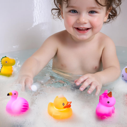JOYIN 12 PCS Light Up Bath Toys, Toddler Flashing Colourful LED Bathtub Mermaid Toy, Baby Bathtime Floating Rubber Shower Gifts for Infant Kids Girls Valentines Easter Basket Stuffers Pool Party Favor