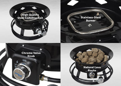 Flame King Smokeless Portable Propane Fire Pit Bowl, 19 inches, 58K BTU with Propane Grip Scale, Self Igniter, Cover, & Carry Straps for RV, Camping, & Outdoor Living