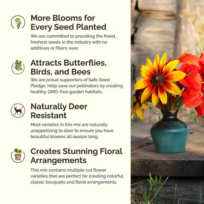 Eden Brothers Southeast Wildflower Mixed Seeds for Planting, 1/4 lb, 120,000+ Seeds with Cornflower, Blanket Flower | Attracts Pollinators, Plant in Spring or Fall, Zones 3, 4, 5, 6, 7, 8, 9, 10