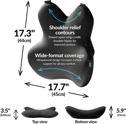 Everlasting Comfort Lumbar Support Pillow for Office Chair - Memory Foam Back Cushion for Car Seat - Promotes Better Posture, Back Pain Relief - Ideal Gaming and Desk Chairs Work and Home Essentials