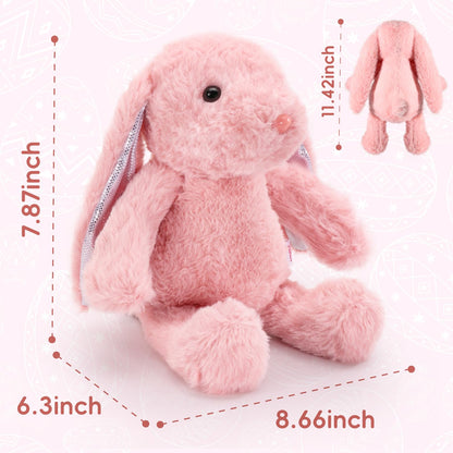 VANLINNY Easter Bunny Stuffed Animal, Pink Bunny Plush with Glitter Spot Long Ears, Huggable and Soft Rabbit Plush Toy, Easter Gifts for Kids, Xmas Birthday Gift for Boys, Girls and Toddlers