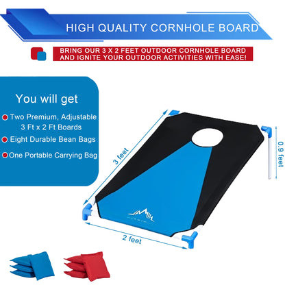 Himal Portable PVC Framed Cornhole Game Set with 8 Bean Bags and Carrying Bag (Blue-Red,3 x 2-feet)