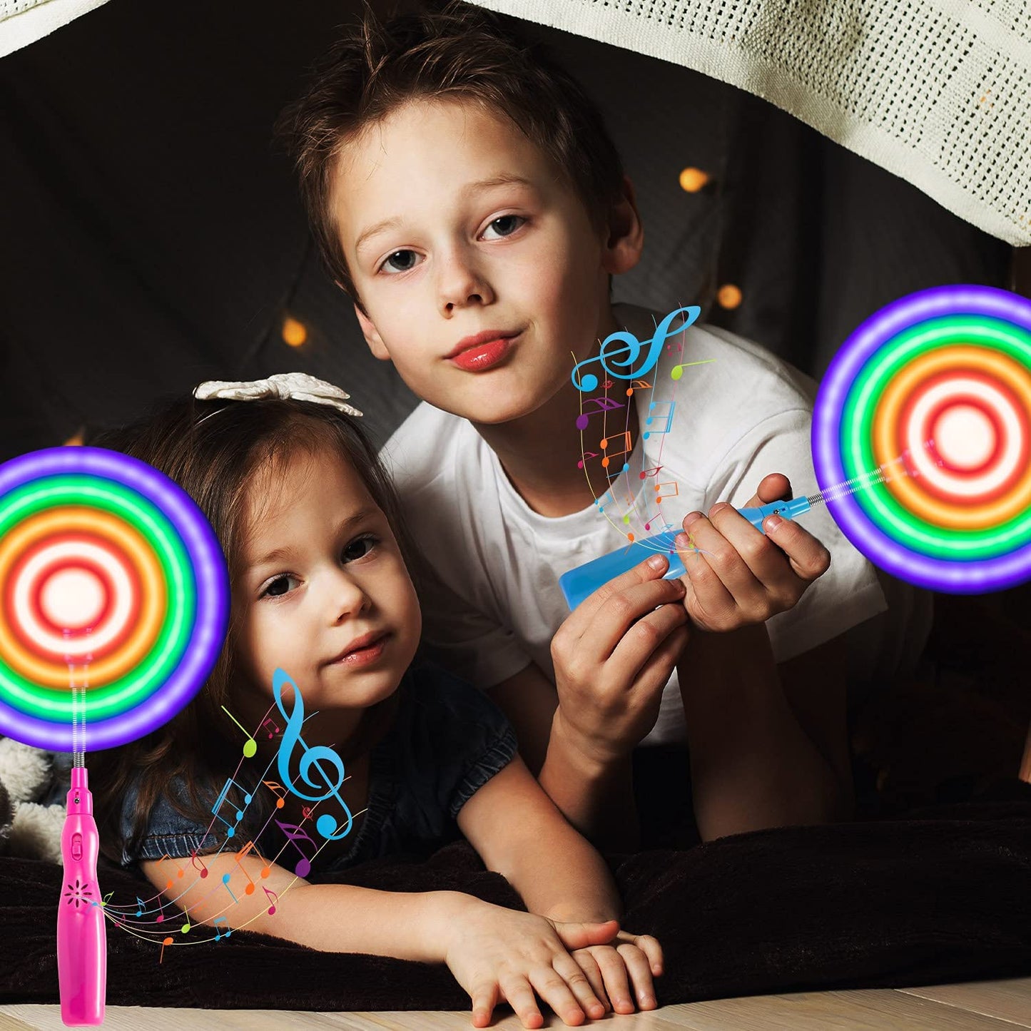 Flashing Light Up Windmill for Kids, 3PCS Spinning LED Music Colorful Windmill, Glow in The Dark Party Supplies, Kids Birthday Party Favors for Teens (Without Dry Battery)