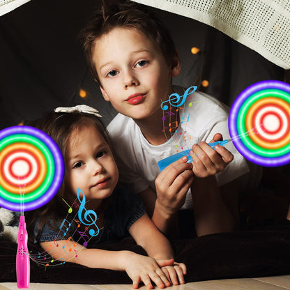 Flashing Light Up Windmill for Kids, 3PCS Spinning LED Music Colorful Windmill, Glow in The Dark Party Supplies, Kids Birthday Party Favors for Teens (Without Dry Battery)