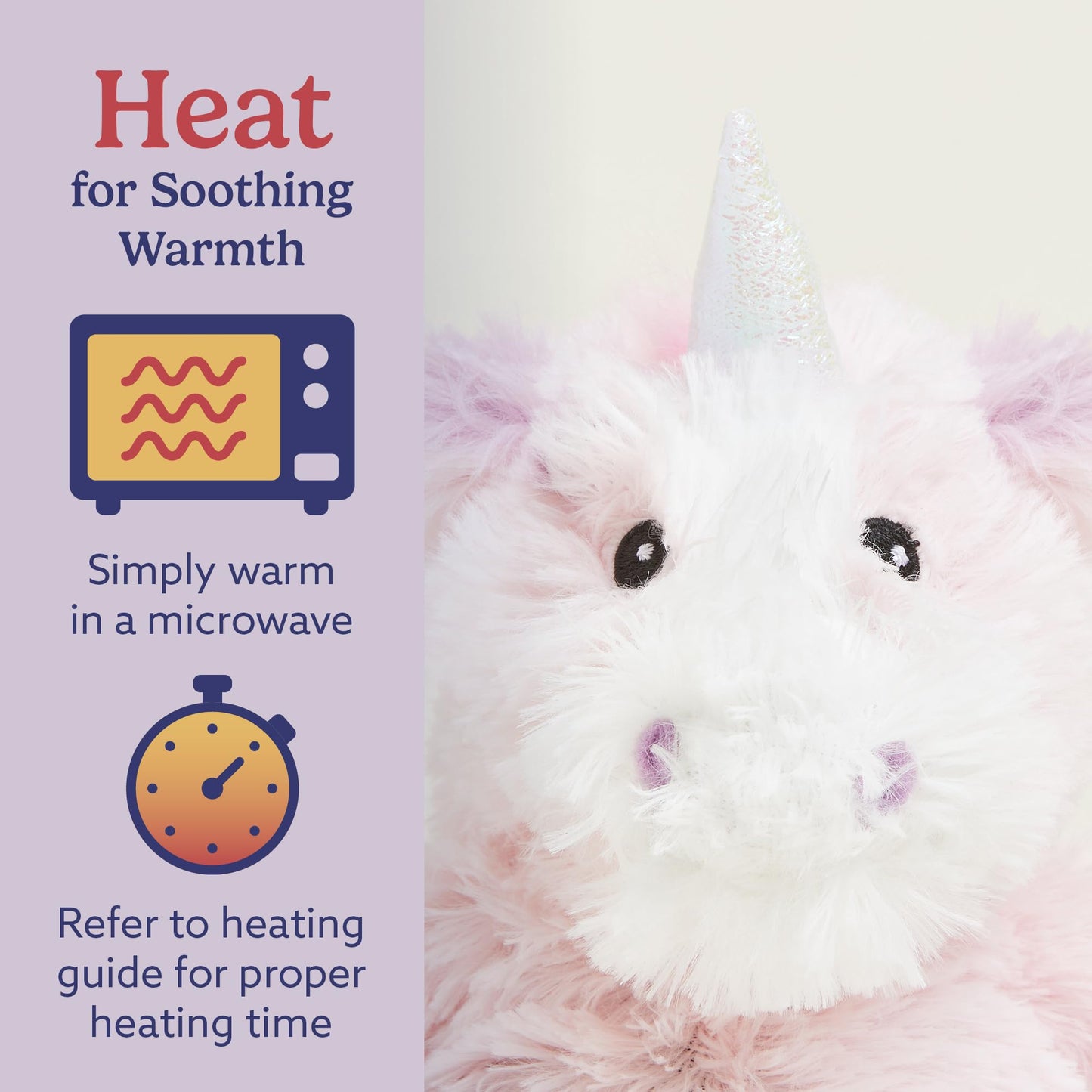 warmies Junior Microwavable & Weighted Stuffed Animals, Unicorn - Heated Stuffed Animal Plushie for Warmth & Comfort - Cute Soft Plush Toys for Adults & Children (Boys, Girls, Babies & Toddlers)