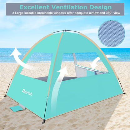 Gorich Beach Tent Sun Shelter for 3/4/6/8/10 Person with UPF 50＋ UV Protection, Lightweight & Easy Setup Beach Shade Canopy, Portable Beach Shade Tent Beach Cabana
