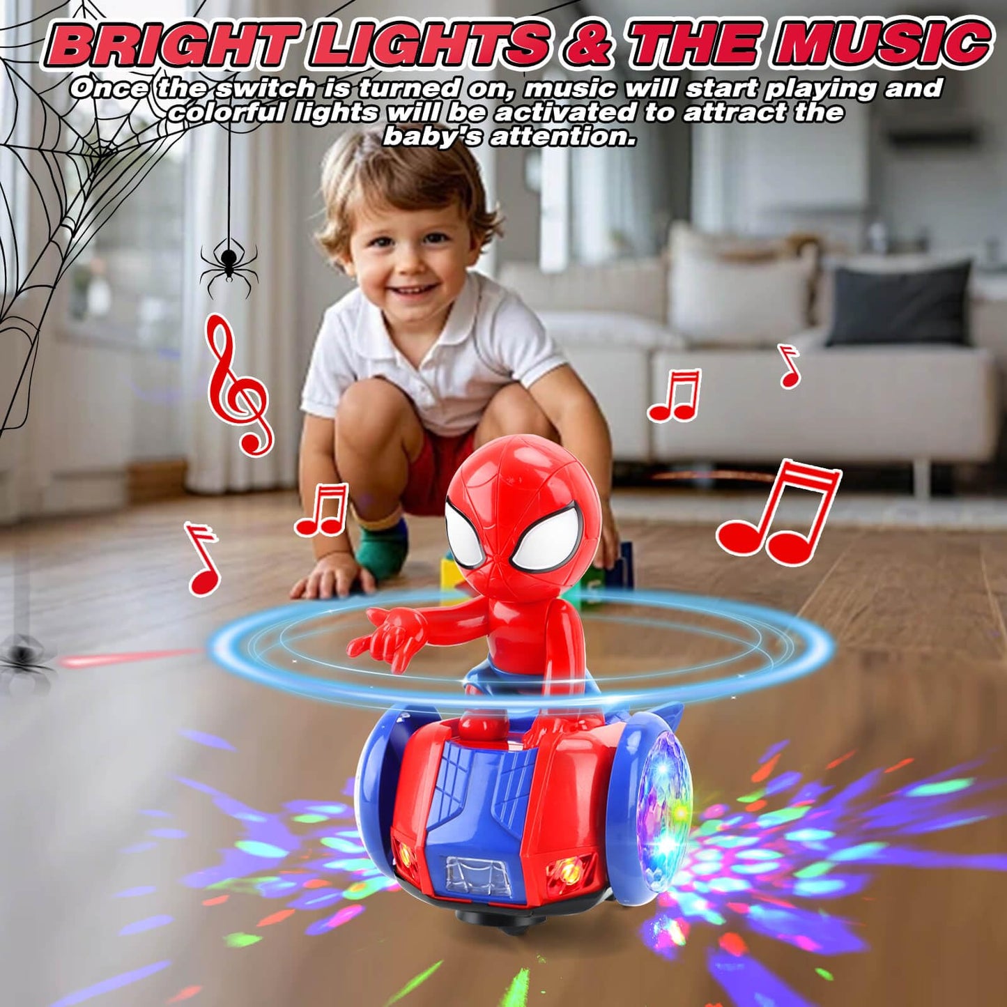 YOTOY Dancing Robot Spider Toys for Kids, Lights & Music, Automatic Steering, 360 Degree Flexible Rotation, Toy Cars for Toddlers, Birthday Gift for Ages 3 4 5 6 7 8 Years Old Boys