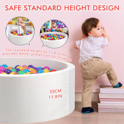 Foam Ball Pit, 35.4"x 11.8" Ball Pits for Toddlers, Soft Round Kiddie Baby Ball Pool for Kids, Ideal Gift for Babies Indoor Outdoor Game, Balls not Included - White