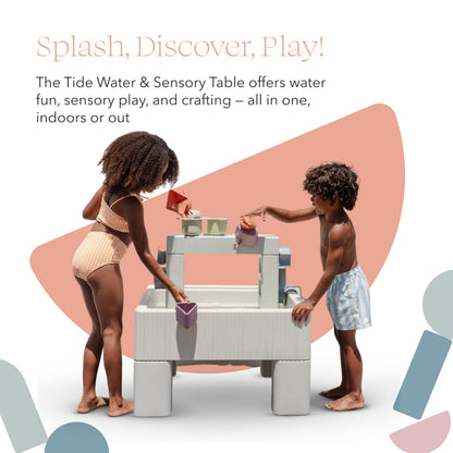 PLAYSMOL Tide Water & Sensory Table, 3-in-1 Play Sand Table with Lid, Toddlers & Kids Indoor Outdoor Activity Water Station, Ages 3+