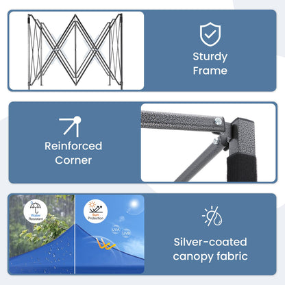 NEWBULIG 10x10 FT Pop Up Canopy, Heavy Duty Sun Shade, Portable Outdoor Shelter with Sand Bags for Camping/Beach/Backyard, Classic Blue