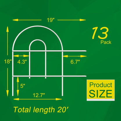 FOREHOGAR Decorative Garden Folding Border Fence 18in X20ft Rustproof Metal Wire Edging Flower Bed Fences Panel Outdoor White Garden Fencing Edge Patio Landscape