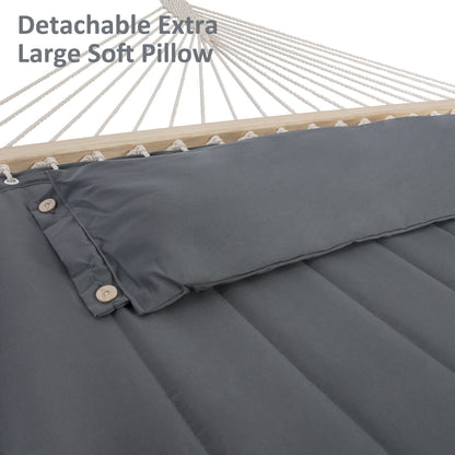 SUNCREAT 2 Person Hammock with Stand, Heavy Duty Portable Hammocks, 475 lbs Capacity, Dark Grey