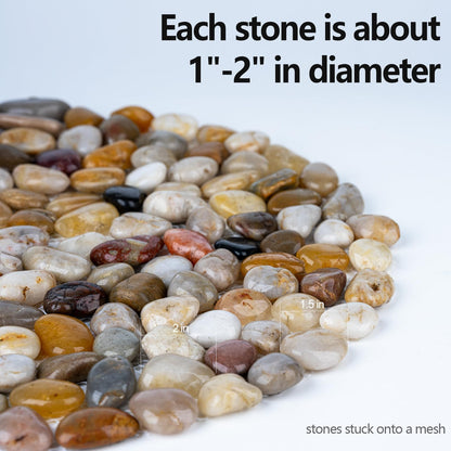 Qualdout River Rocks Stepping Stones Pavers Outdoor for Garden Walkway, Pebbles Polished Gravel for Yard Lawn Patio Pathway Landscaping, Set of 6 (Hexagon)