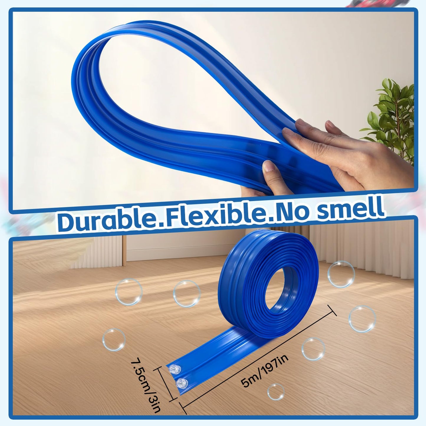 16.5 Ft Flexible Race Track with Support Compatible with 1/64 Diecast Cars, Toddle Kids Toys Christmas Birthday Gifts Party Favors for Boys Girls Grandkids Age 2 3 4 5 6 7 8 (Blue)