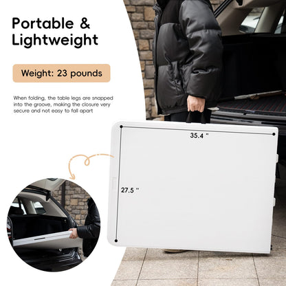 pollilar 6FT Folding Table Plastic 6 Foot Foldable Table HDPE Portable Banquet Surface Fold-in-Half Desk Utility for Working Meeting,Parties, Picnic, Camping, Weddings, Catering, Garden Dining-White