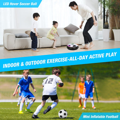 Growsland Boy Toys Hover Soccer Ball with 2 Goals, Indoor Soccer Gifts for Boys, LED Soccer Ball with Foam Bumper Inflatable Soccer Toys for 3 4 5 6 7 8 9 10+ Years Old Girls Boys
